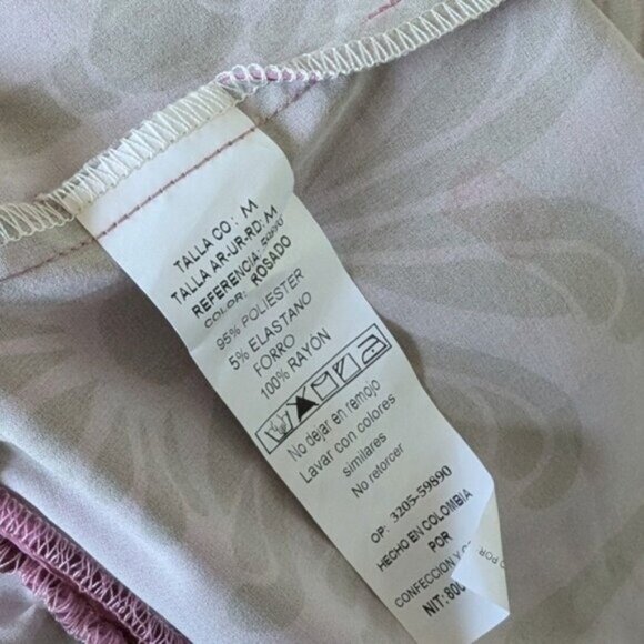 Eugenia Fernandez Arkitect Tiered Midi Dress M Pink Red Palm Print Ruffle Boho - Picture 8 of 9